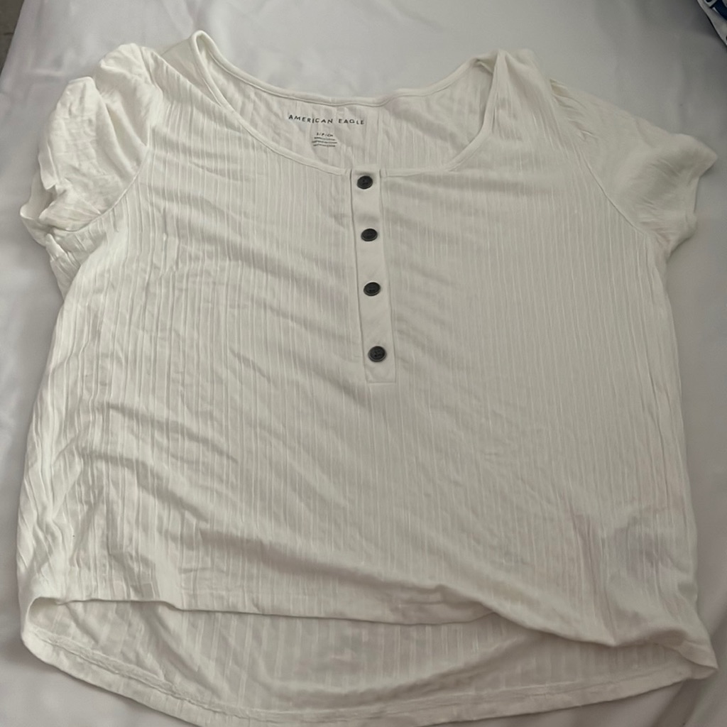 White Button Down Tee